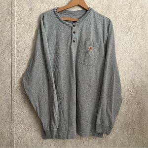 Carhartt Gray Men's Tshirt heavyweight with Pocket. Long sleeve 1/4 button up. L